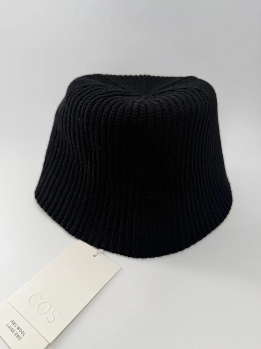 Cos Black Ribbed Wool Blend Bucket Hat - Picture 2 of 5